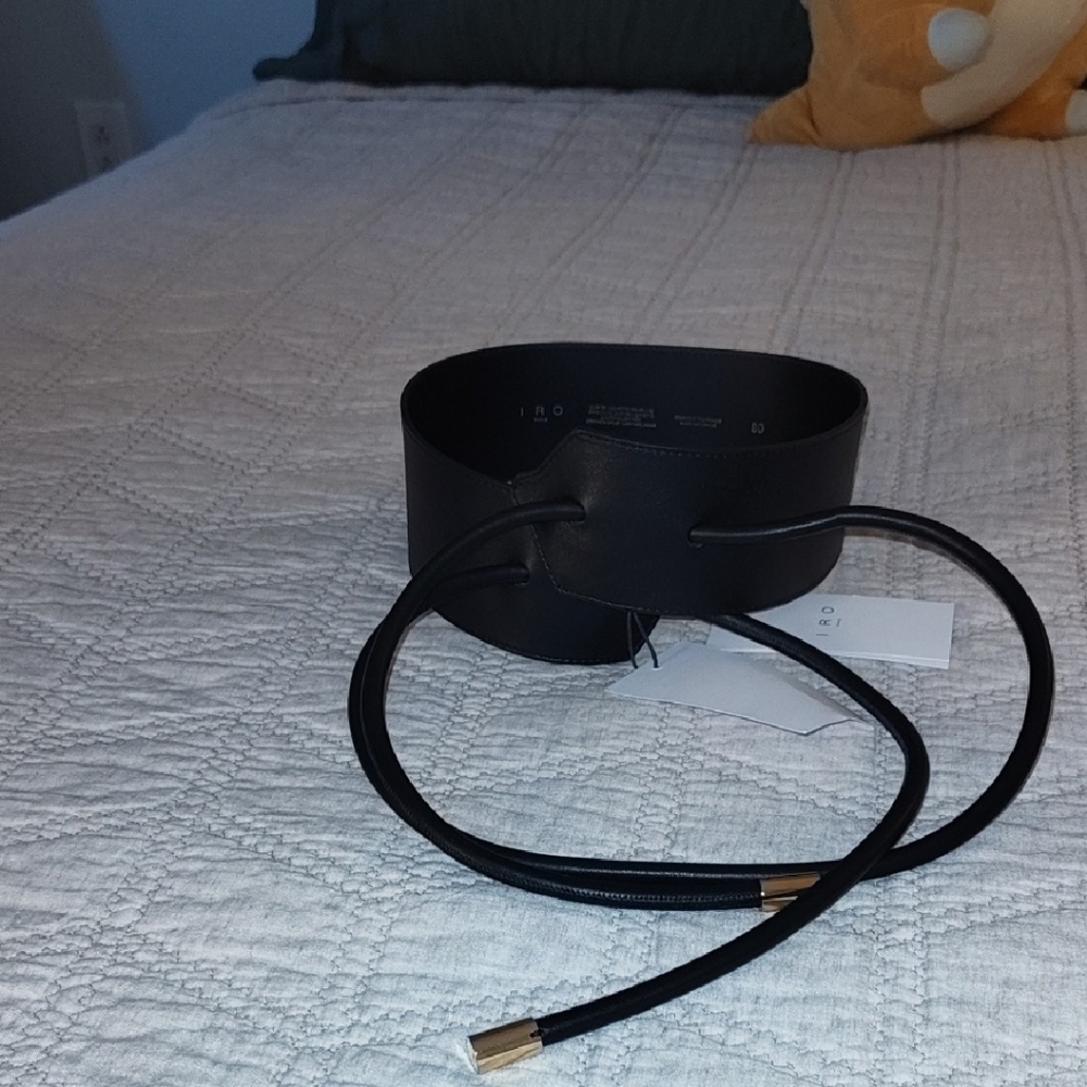 IRO Black Leather Belt Classic Accessory